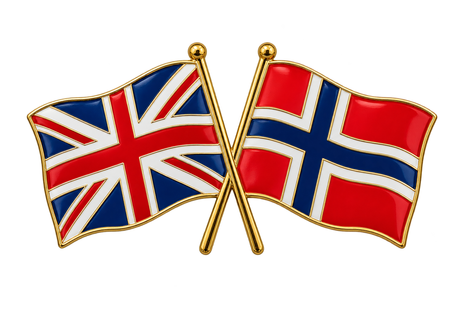 Crossed United Kingdom and Norwegian flags